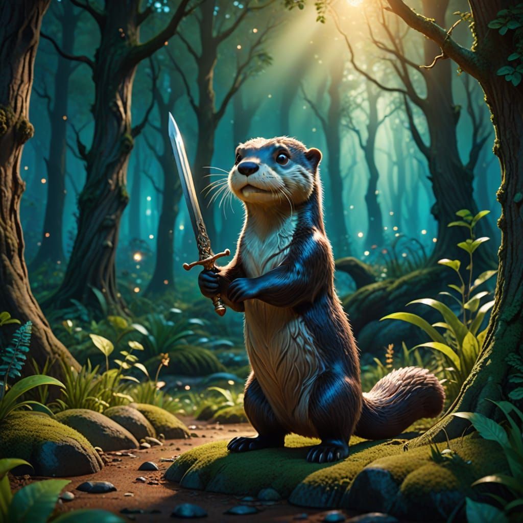 Enchanted Otter in Whimsical Forest