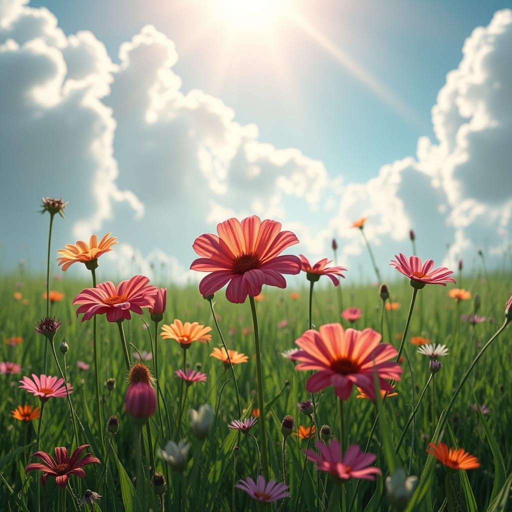 Lush Fantasy Meadow in Dreamy, 8K Resolution