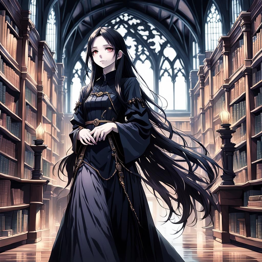 Gothic Woman in Library, Anime Key Visual