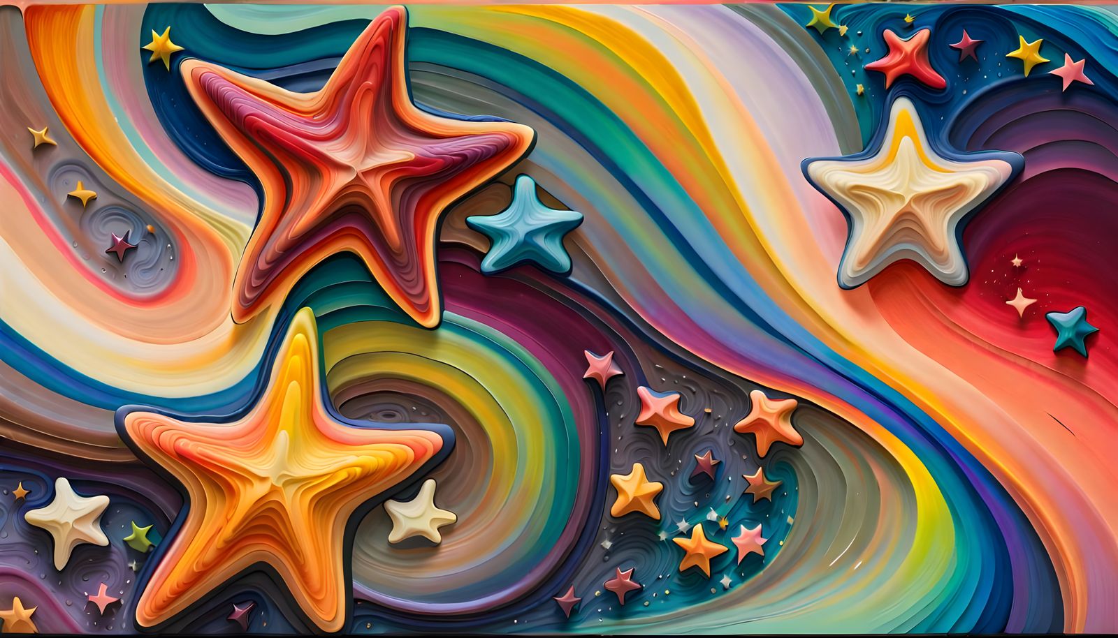 Iridescent Stars Dance in Impasto Aboriginal Painting