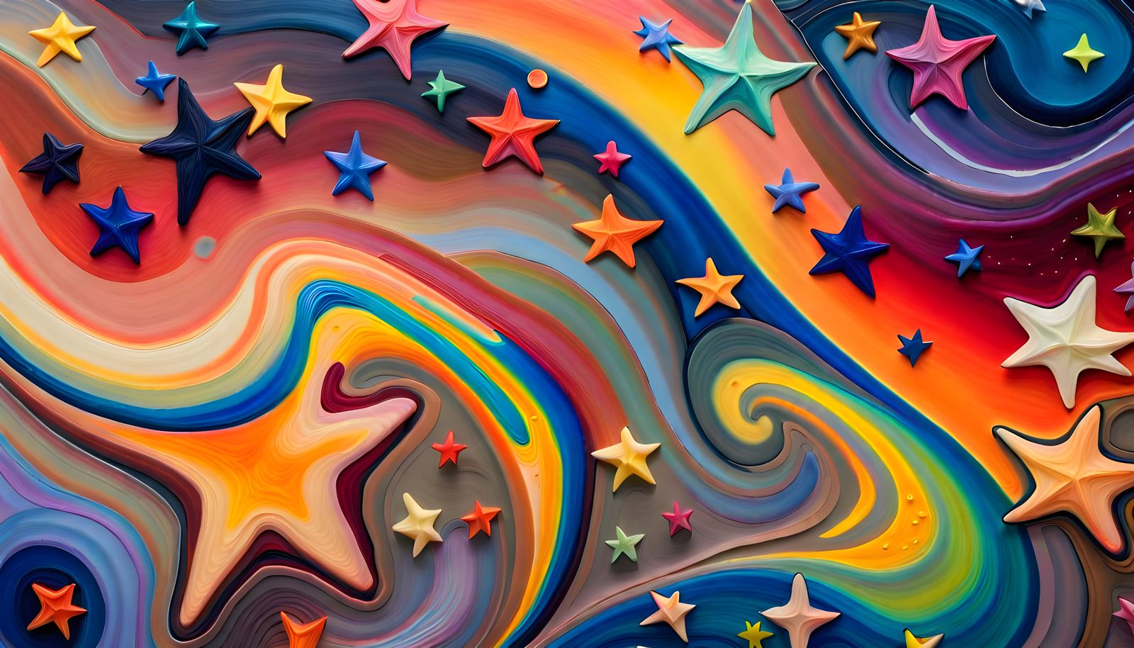 Iridescent Stars Dance: Impasto Oil Painting in Aboriginal S...