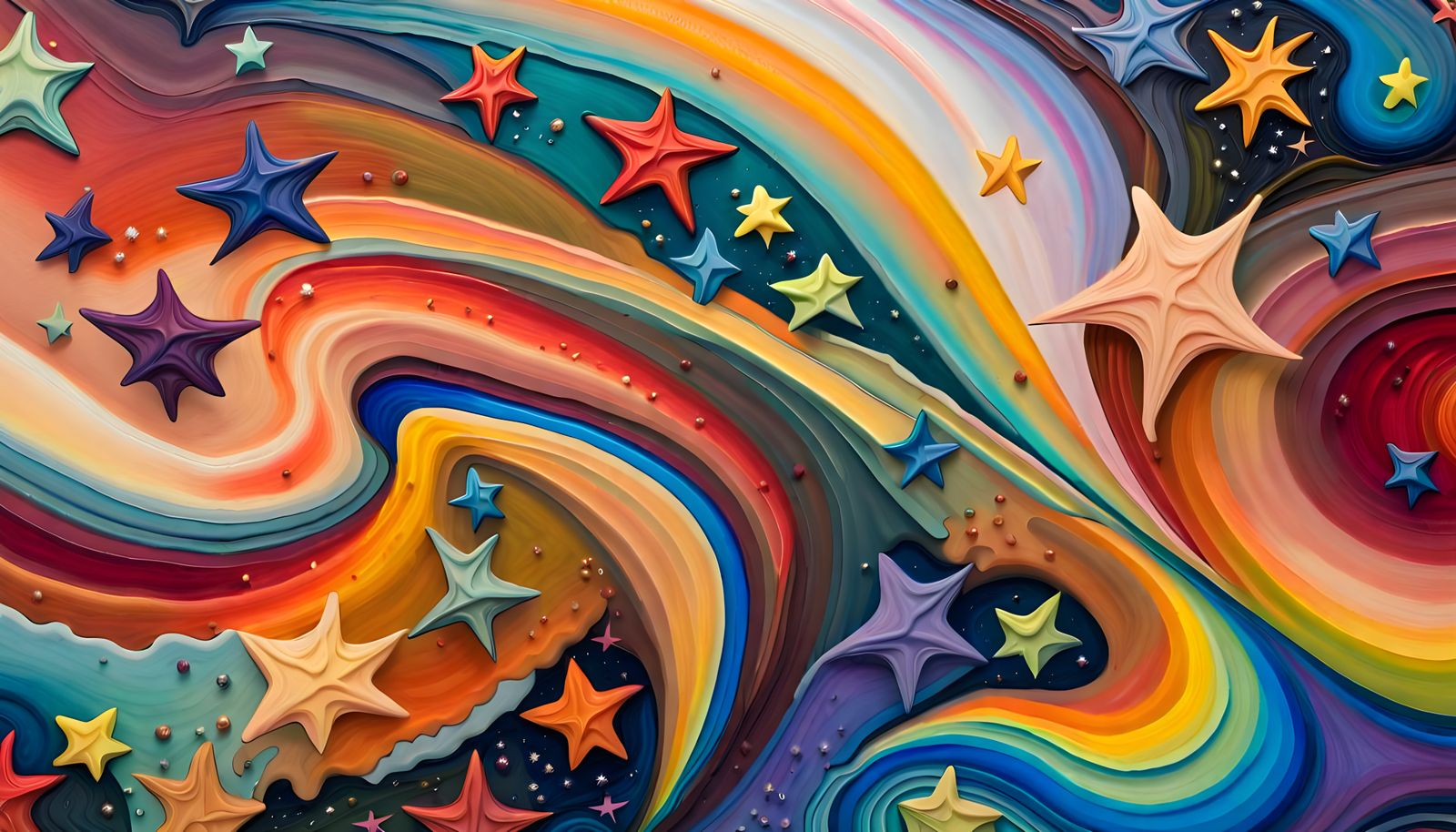 Iridescent Stars Dance in Impasto Aboriginal Painting