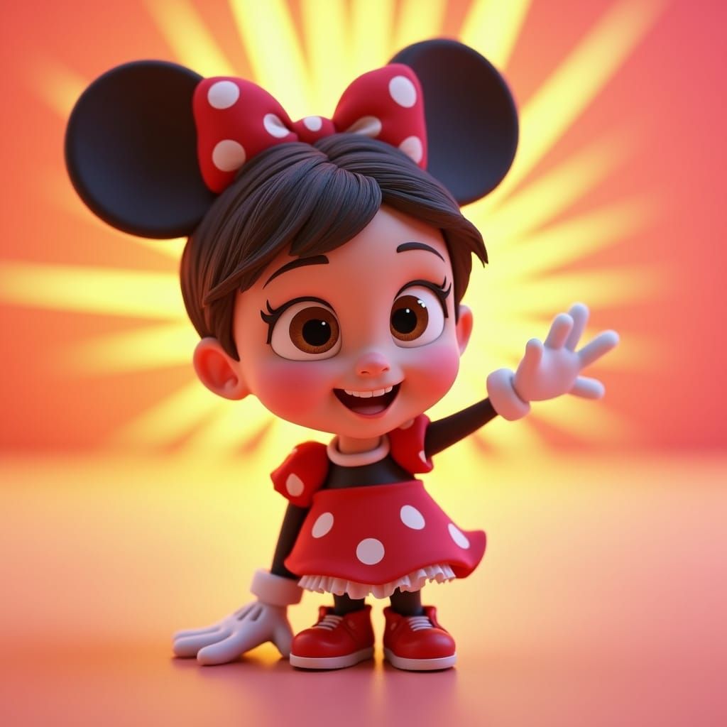 Girl in Minnie Mouse Costume, 3D Rendered