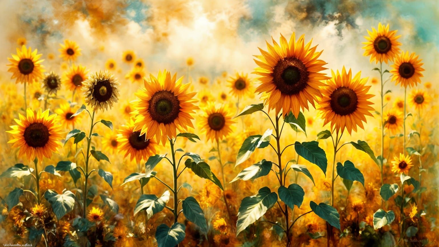 Impressionist Sunflowers in Late Spanish Autumn