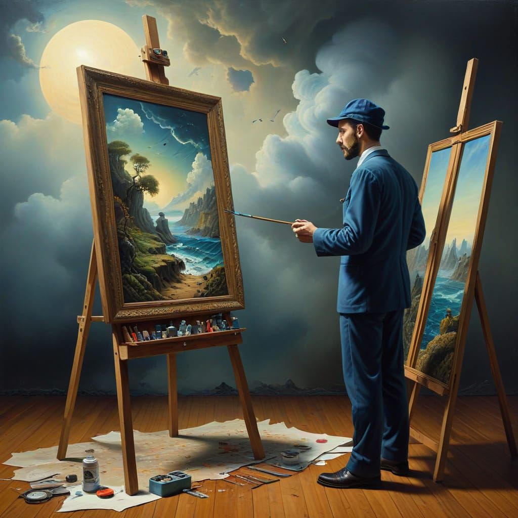 Surrealist Painter in a Dreamscape