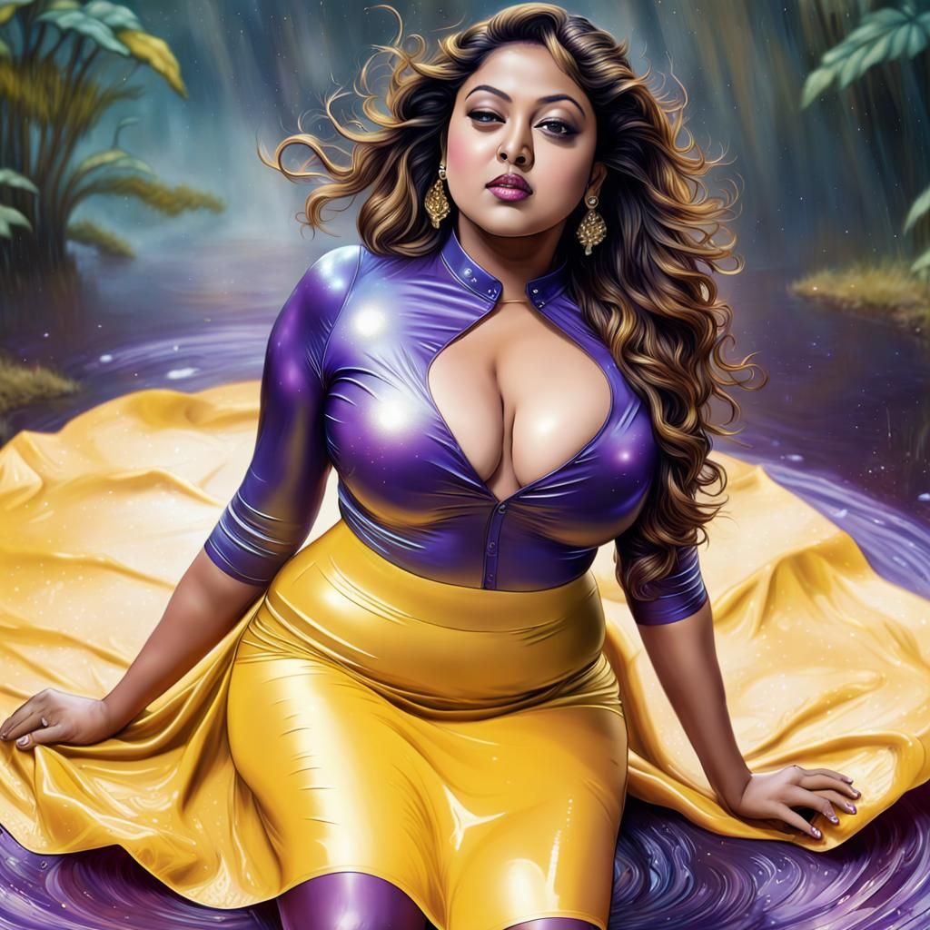 Curvy Indian Goddess in Astral Cosmic Illustration