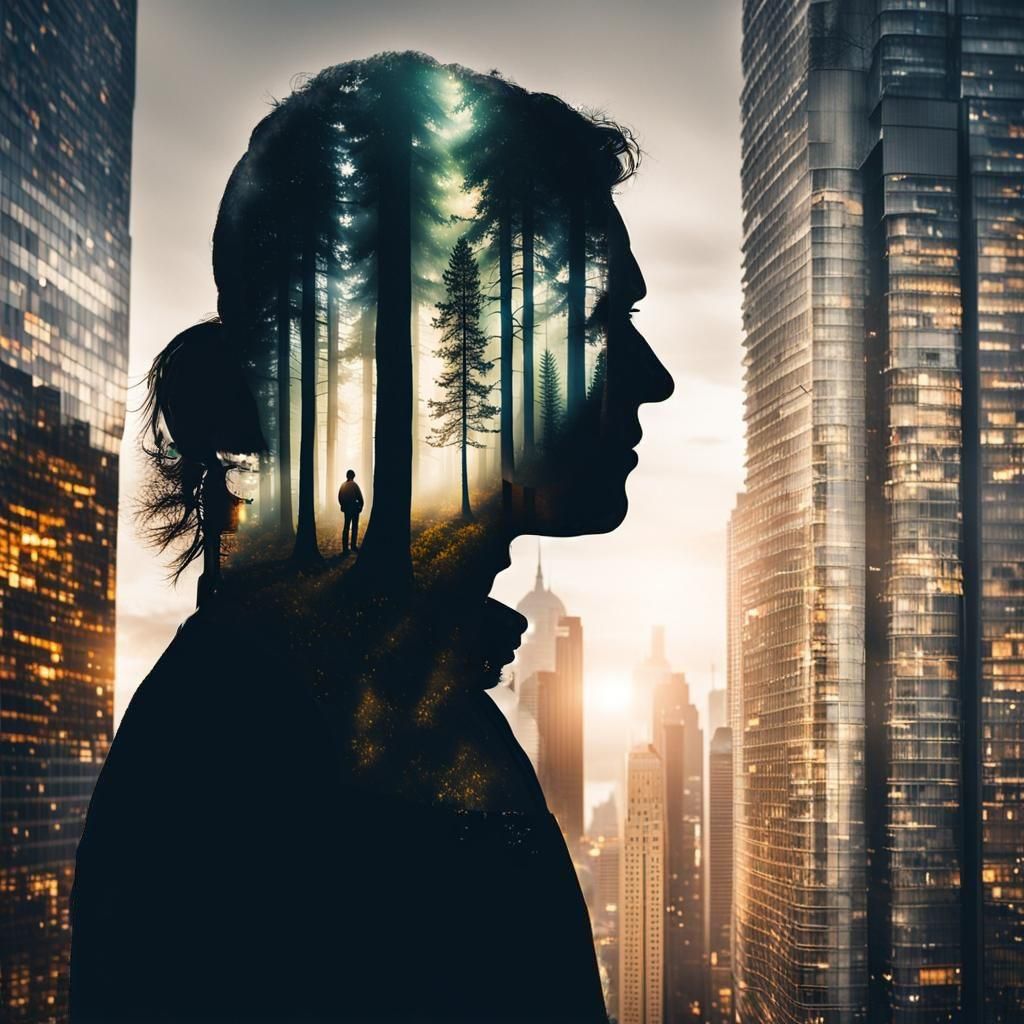 Peaceful Forest Double Exposure in Natural Lighting