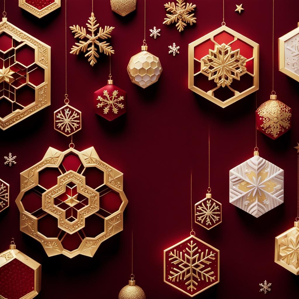 Hexagon Ornaments in Oil Painting Style