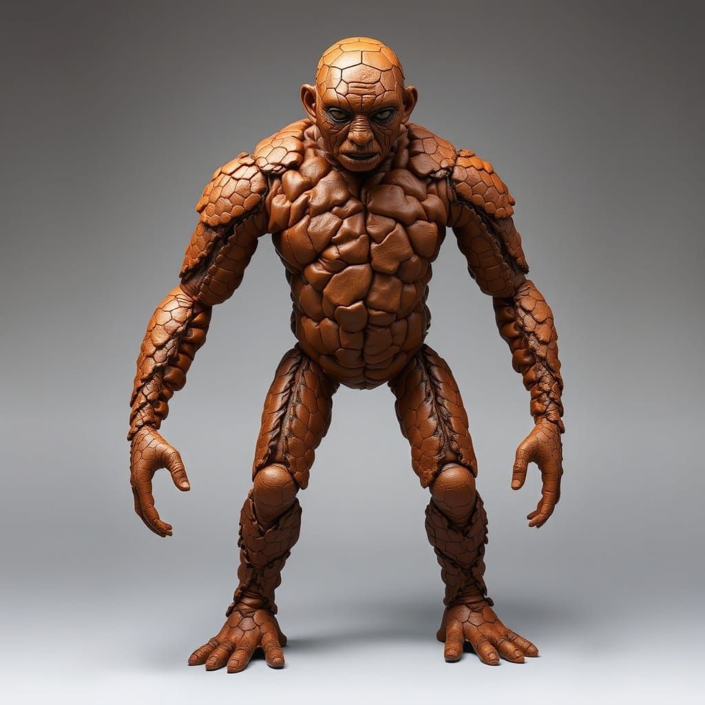 The human is created only of quilted puffed leather skins