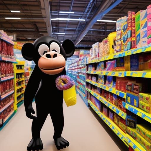 Chimpanzee Shopping for Screws: Candy Art Style 3D Render