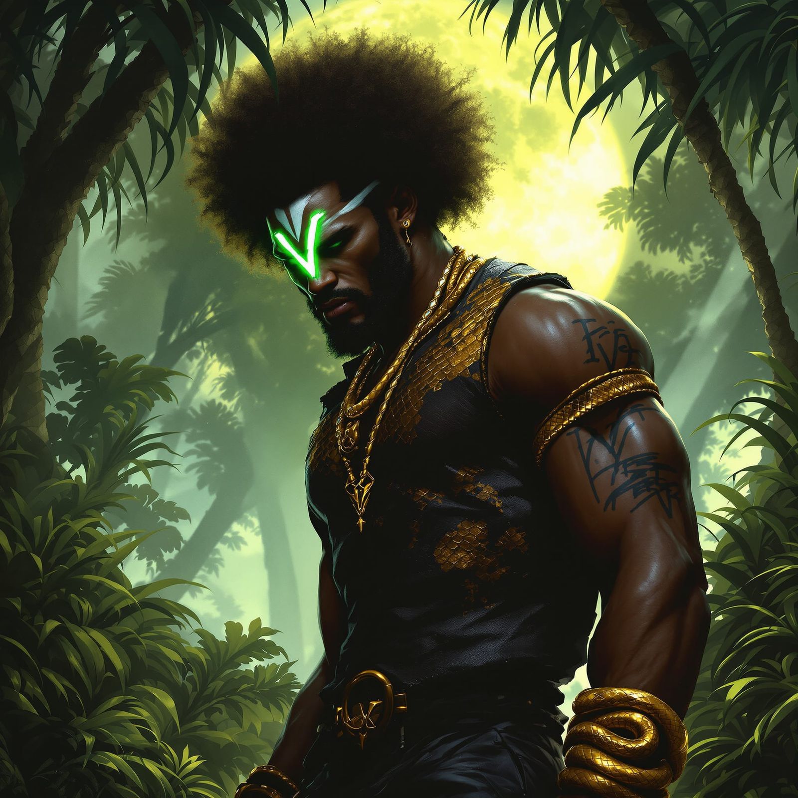 Brother Voodoo Emerges from Jungle Under Full Moon