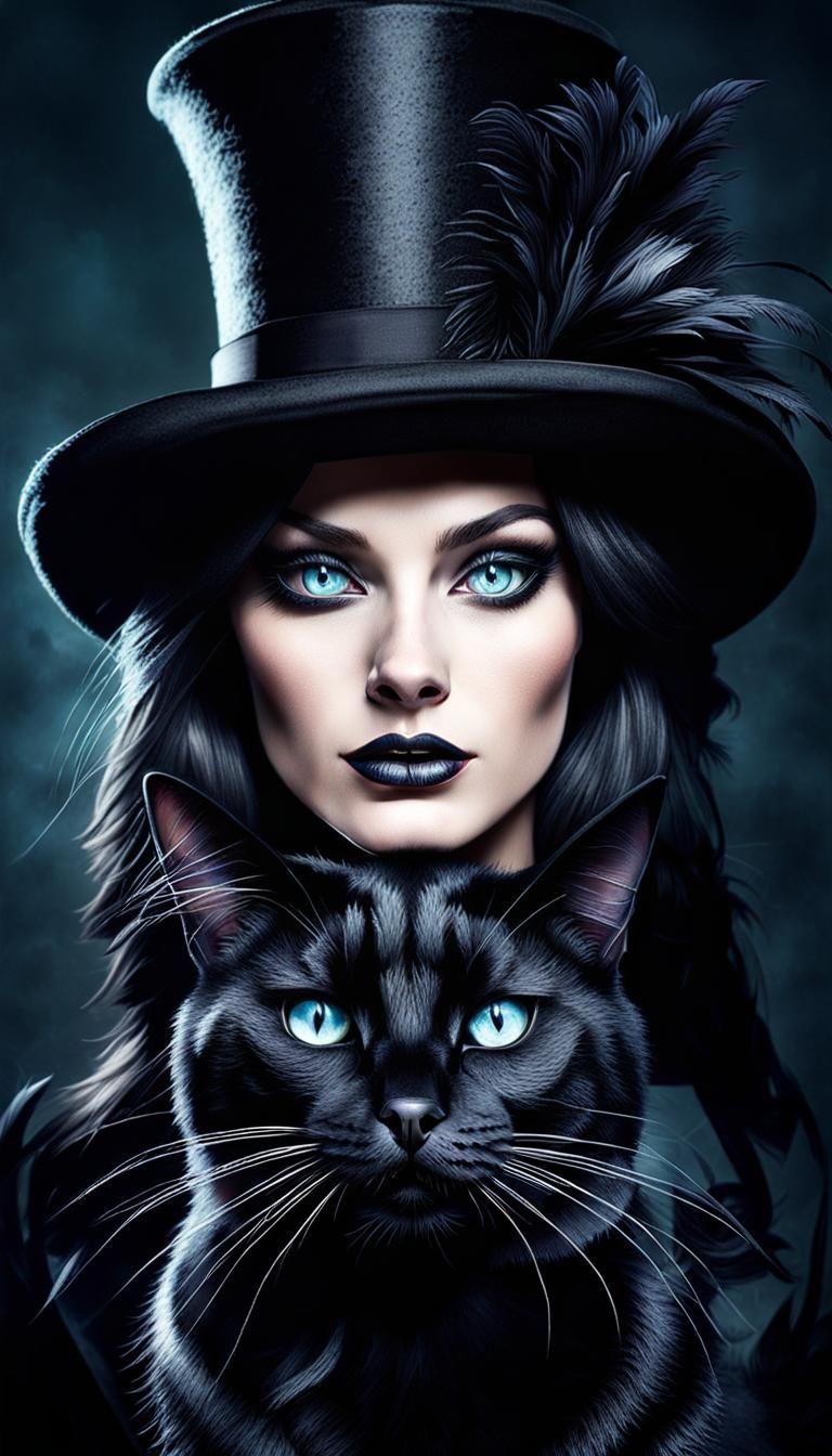 Eerie Steampunk Cat with Hypnotic Eyes