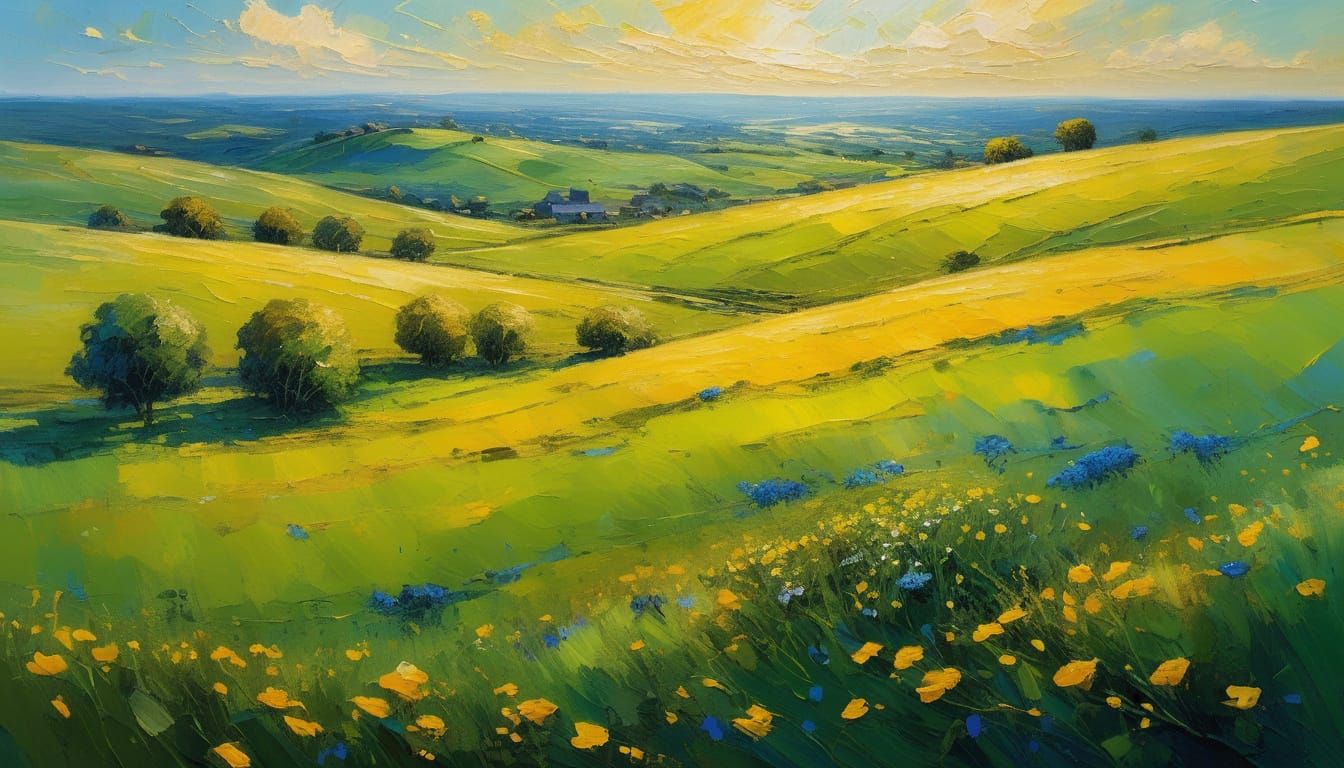 Impressionist Meadow with Swirling Brushstrokes