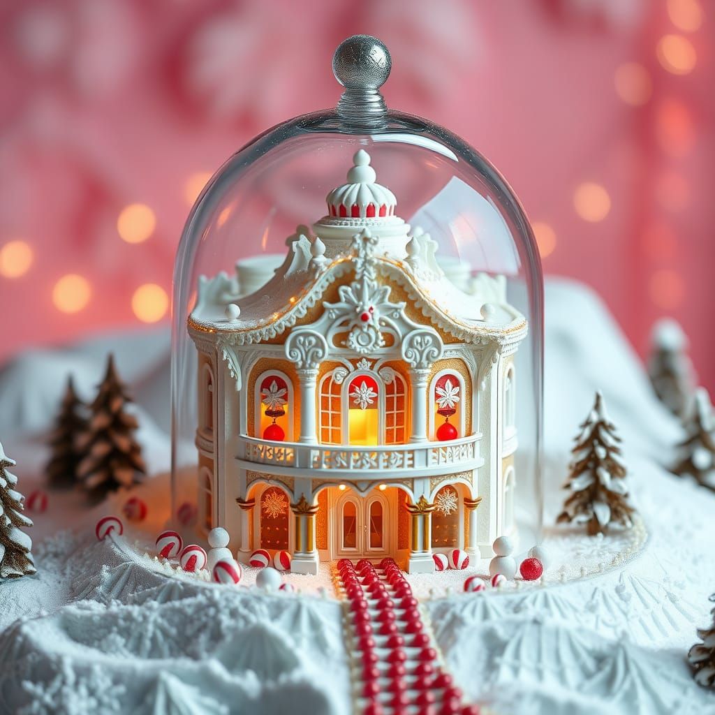 Miniature Gingerbread Opera House in Dessert Landscape