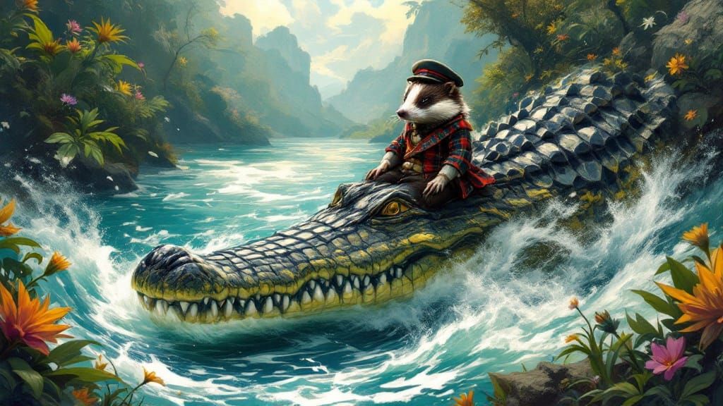 Regal Badger Rides Crocodile Wave