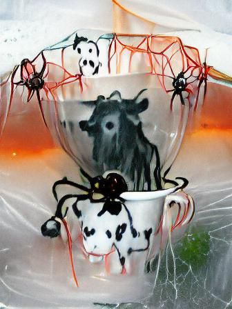 Cow in Teacup: A Spooky Halloween Scene