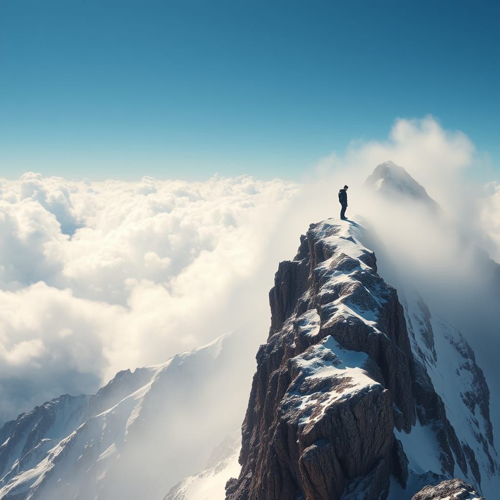 Mountain Peak Vista in Dreamy Realism Style