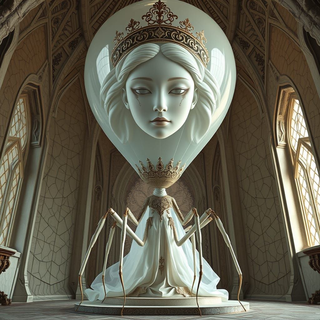 Regal Mantis Goddess Ascends in Ethereal Splendor