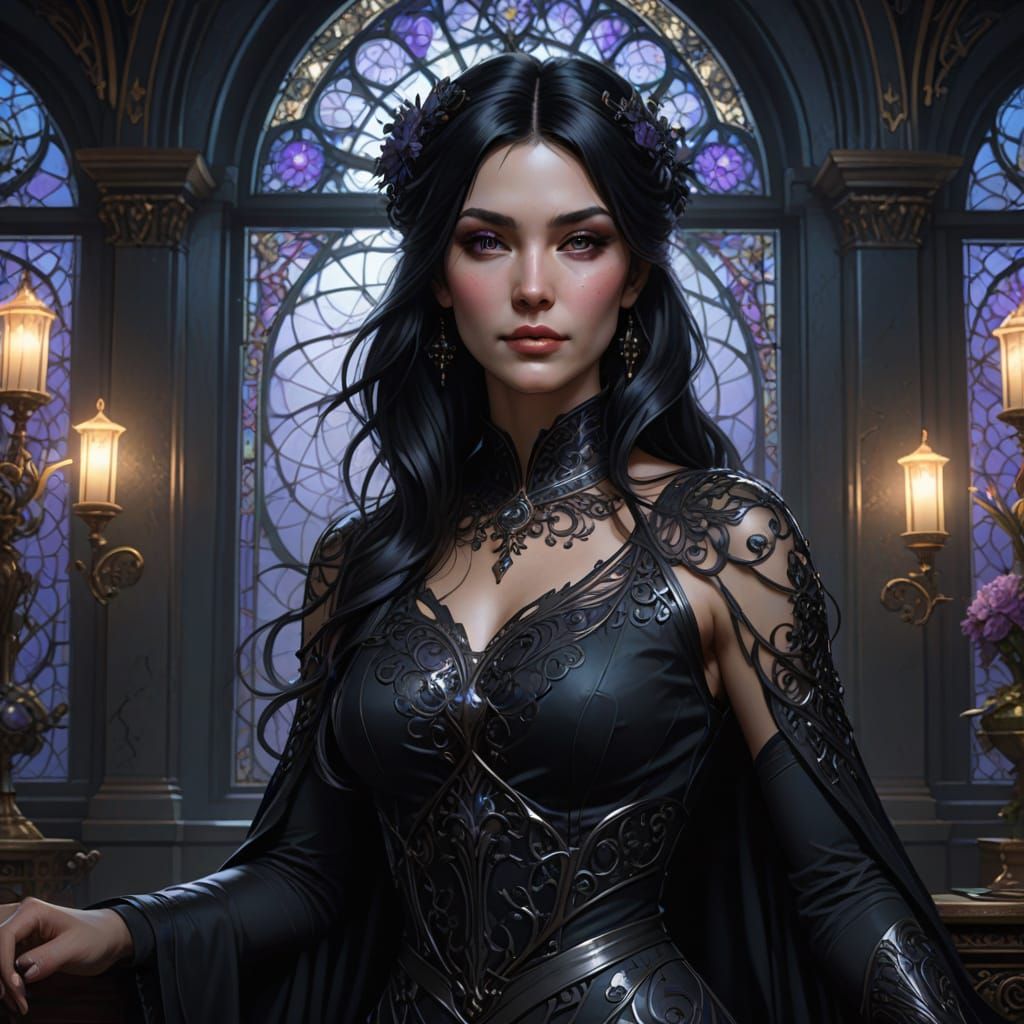 Elegant Dark Fantasy Portrait in a Hospital Setting