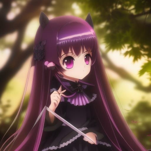 Evil Witch Girl Casting Magic: Anime Portrait