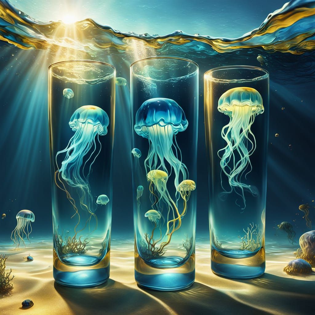 Surreal Underwater Scene in Salvador Dali Style