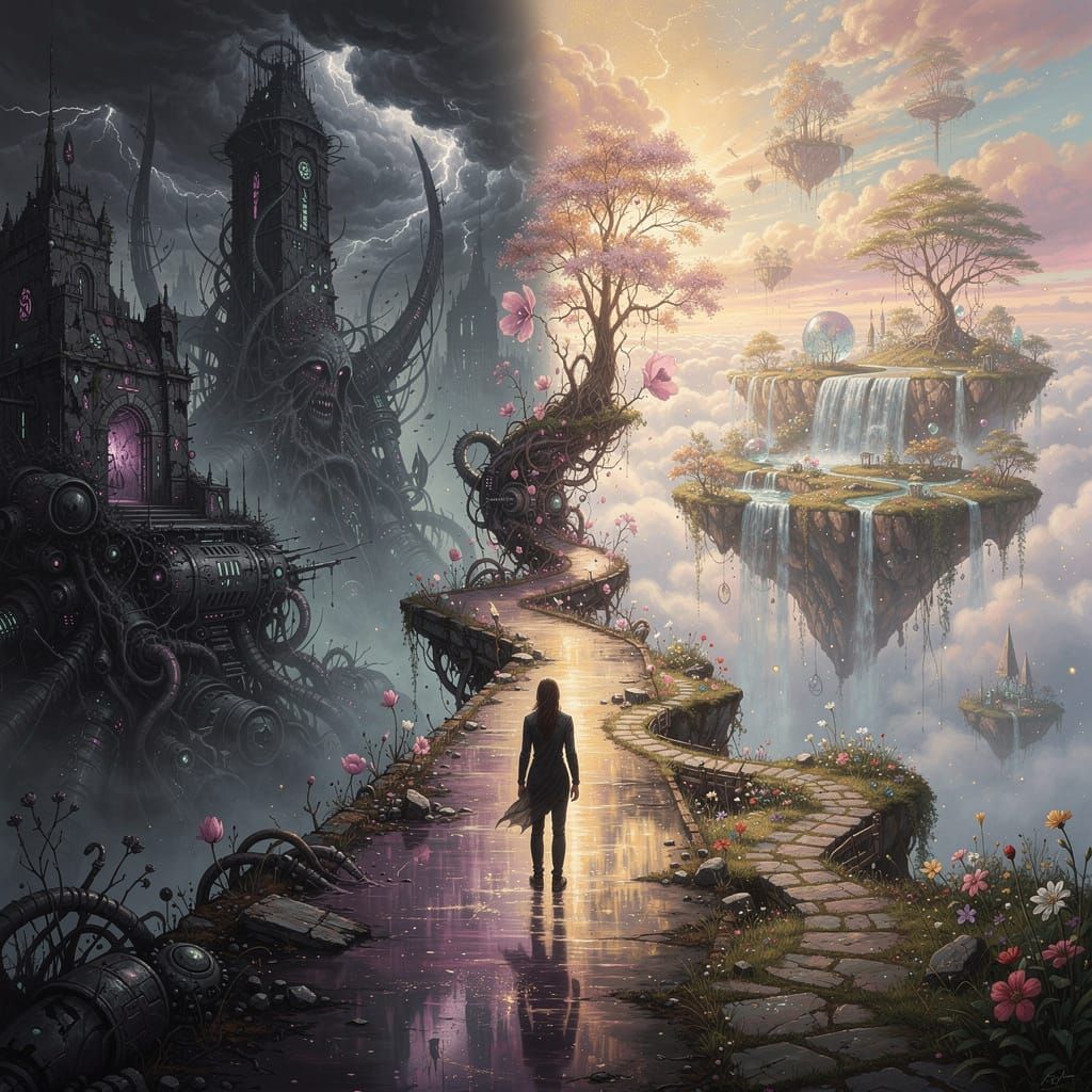 Dual Dreamscape Path: Terror and Serenity