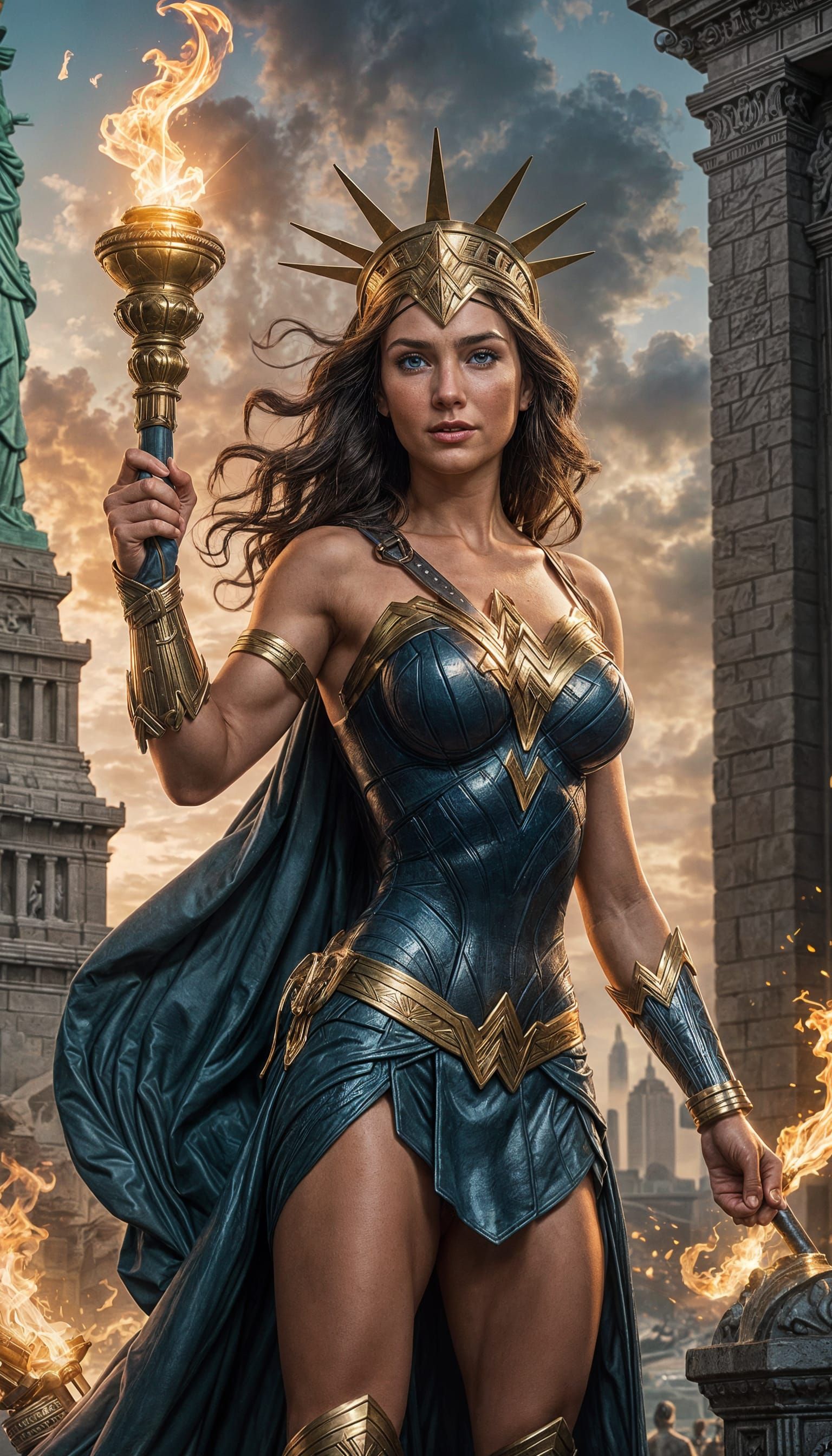 Wonder Woman as Statue of Liberty