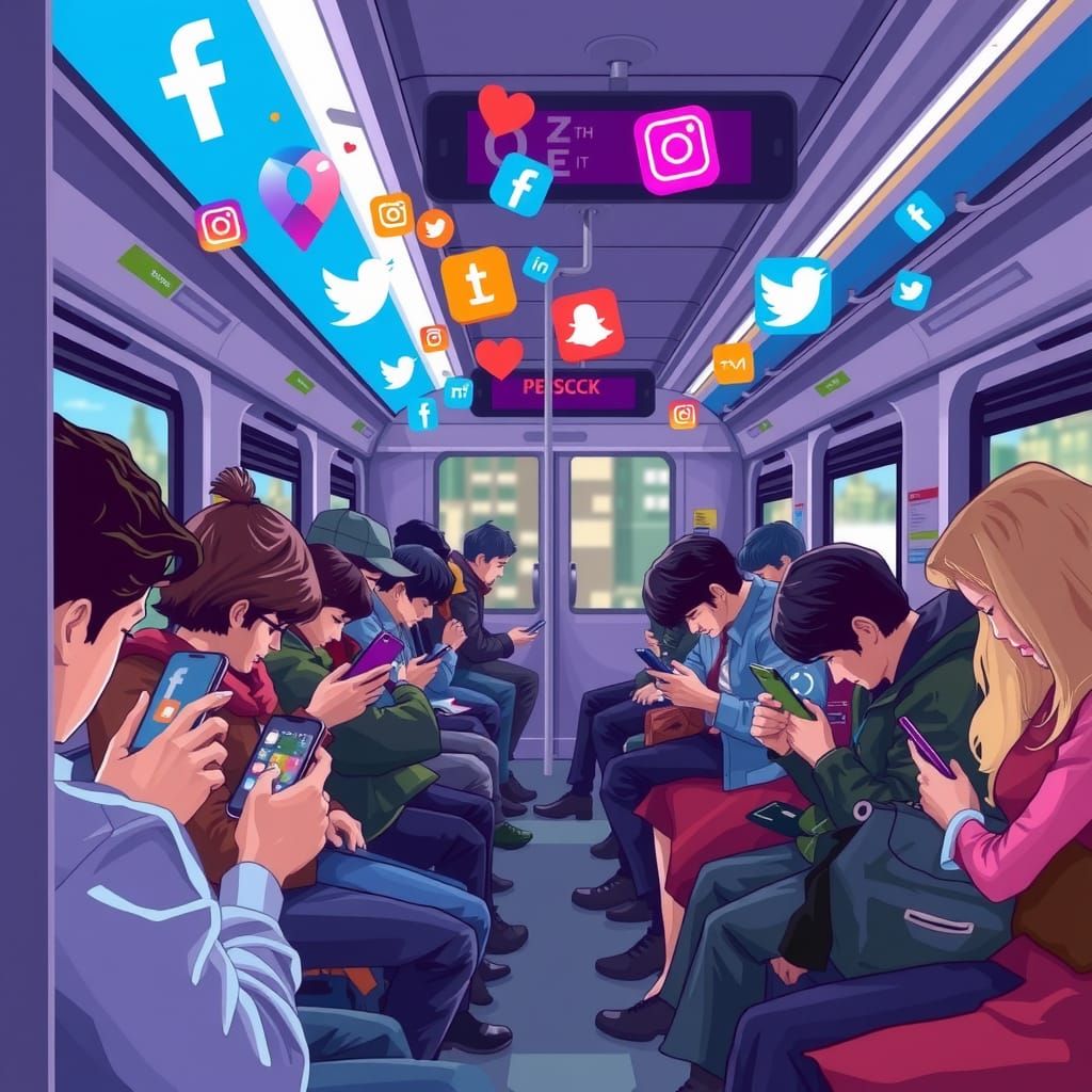 Smartphone Obsession on a Commuter Train