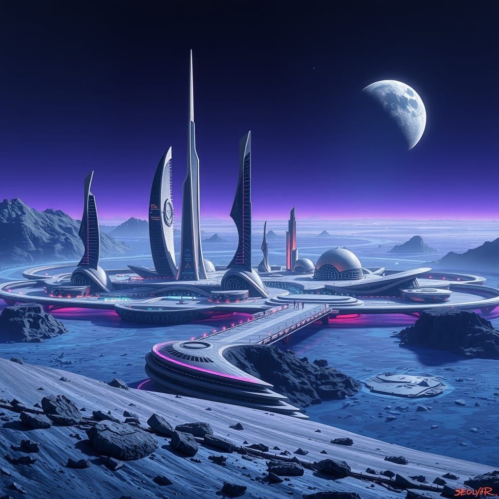 Futuristic Lunar City in Unreal Engine 5 Style