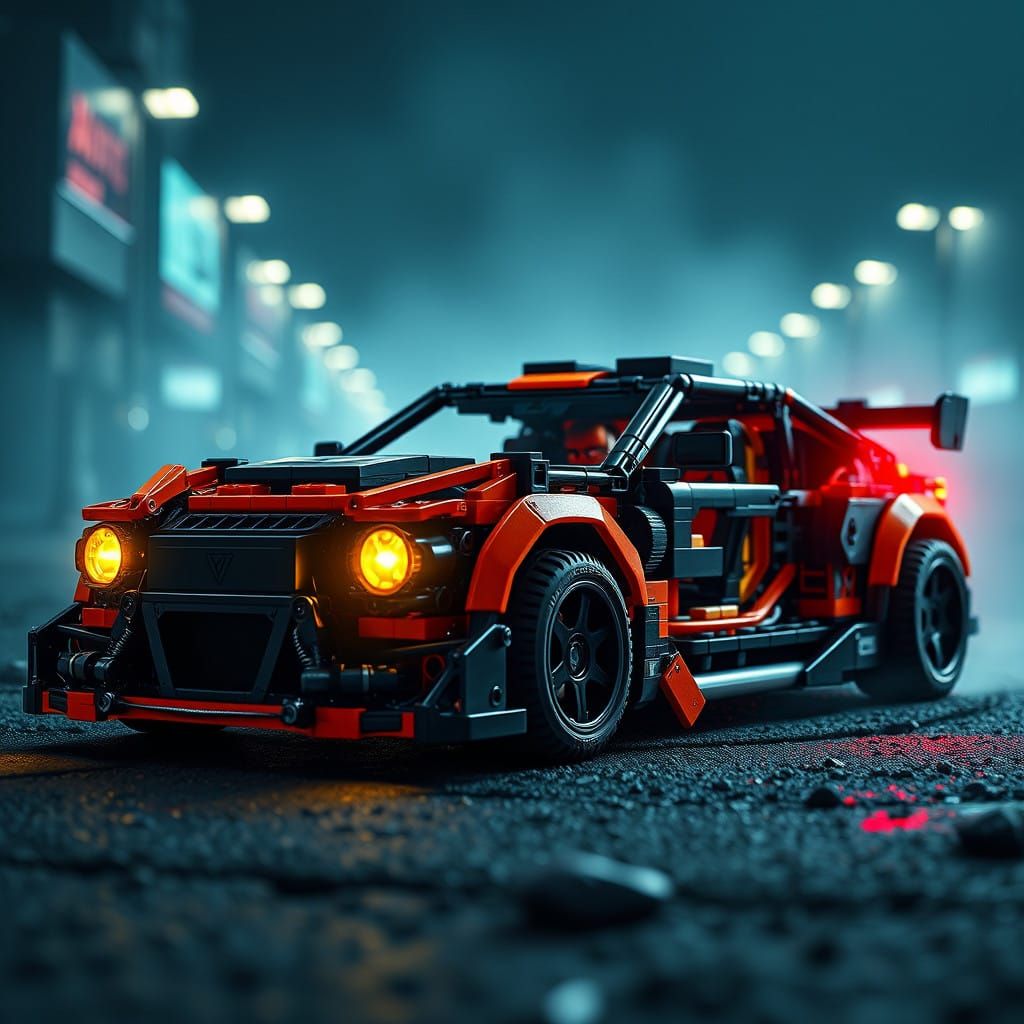 Stunning Digital Matte Painting of an Epic Lego Technic Car