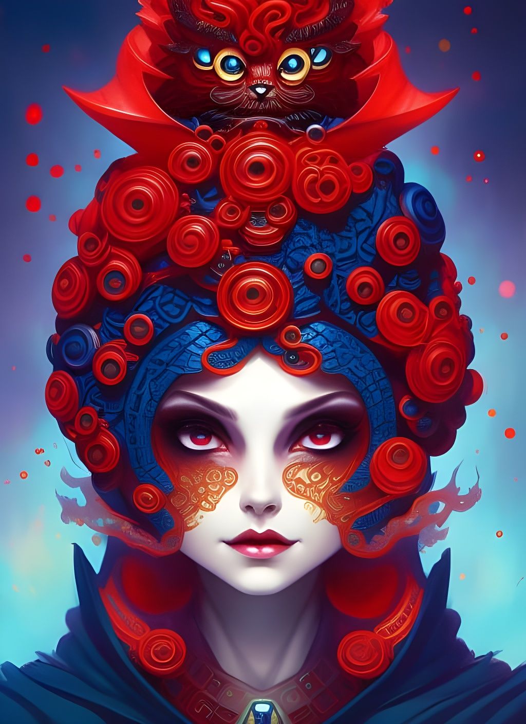 Chibi Mage Hexagonal Portrait in Stylized Fantasy Art