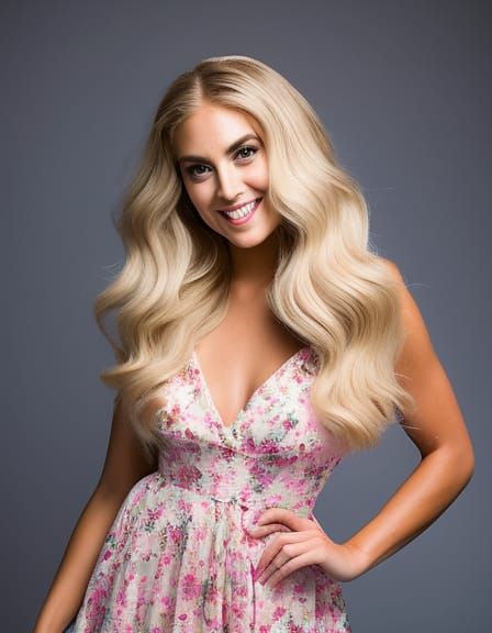 Photorealistic Portrait of a Smiling Woman in Studio