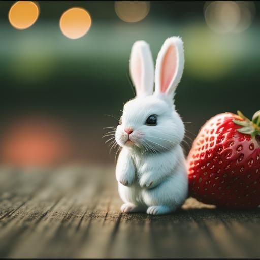 Strawberry Field with Rabbits in Soft Focus