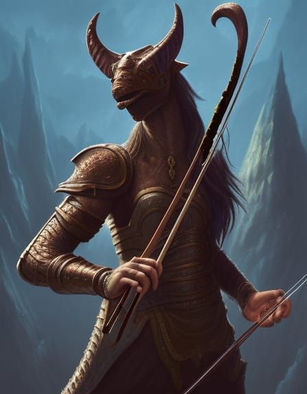 Anthro Dragonborn Violinist in Detailed Matte Painting