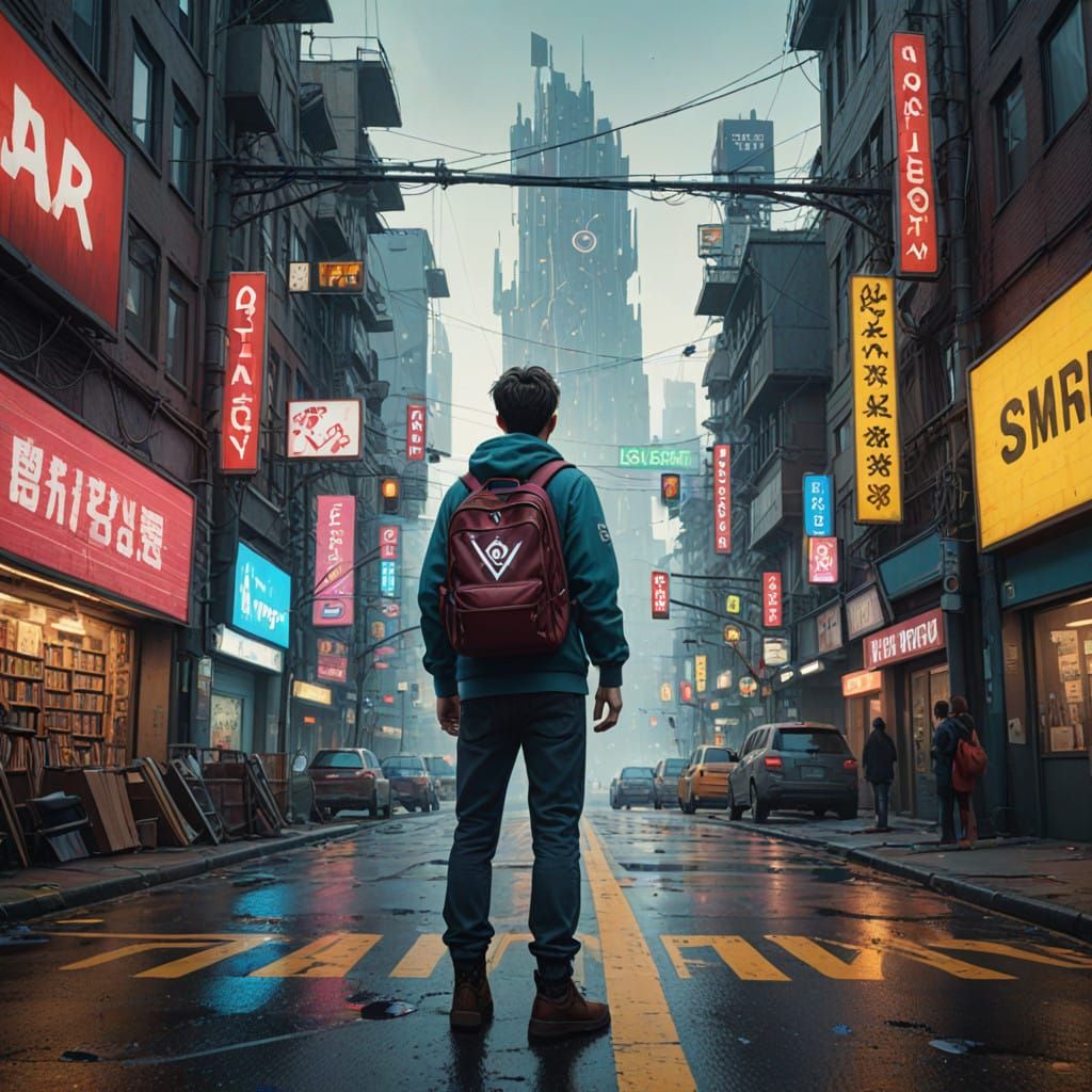 Student at Road Junction: A Choice of Paths in a Vibrant Wor...