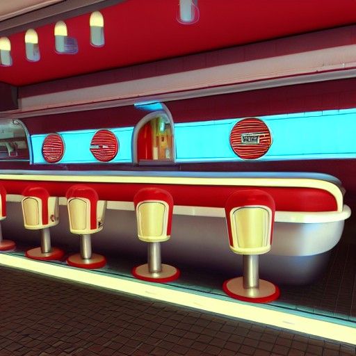 Classic 1950s Diner in 3D