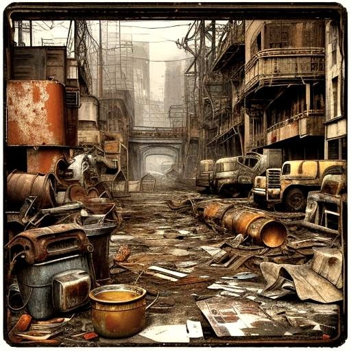 Detailed Vintage Machinery in Gritty Grunge Style