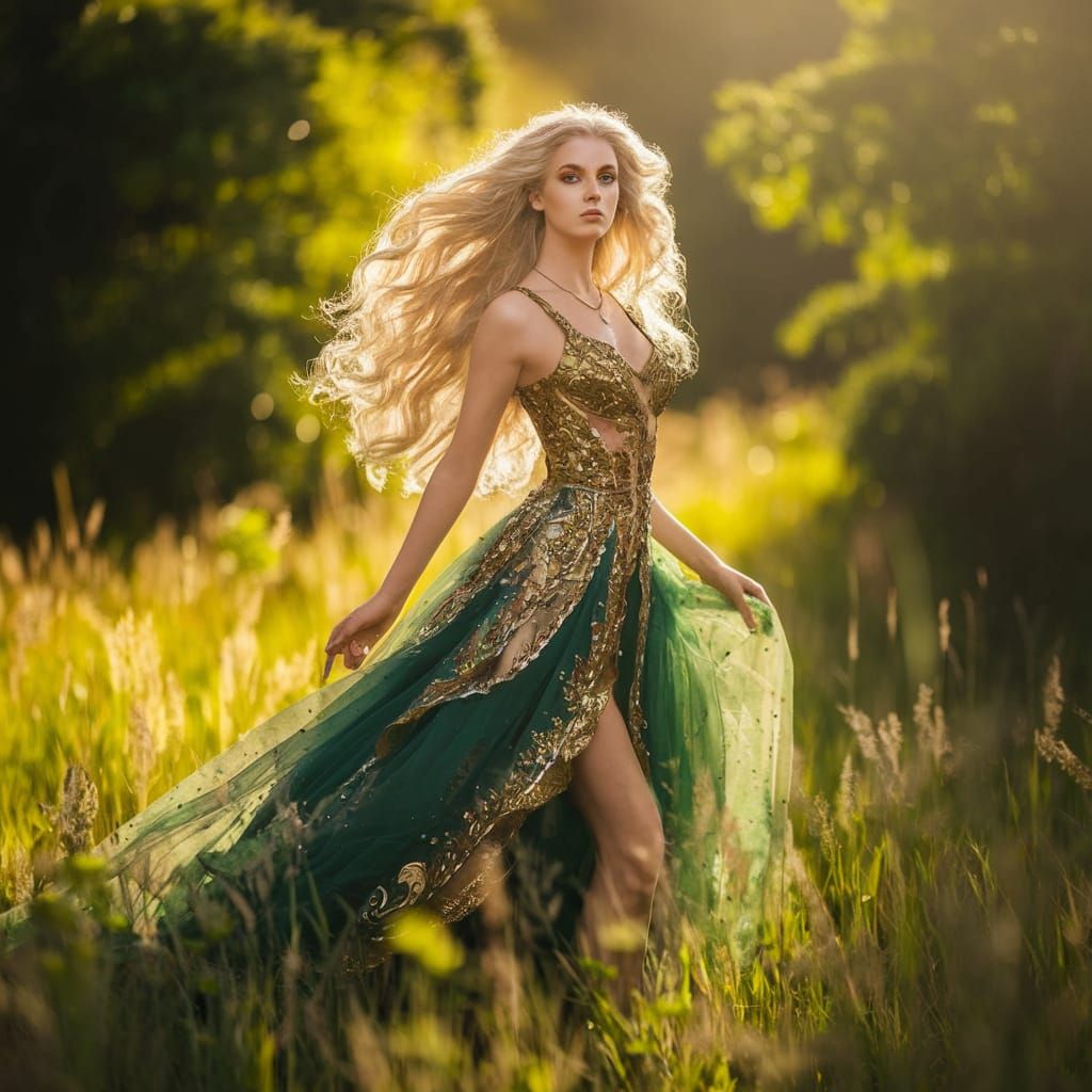 Summer Goddess Aine in Vibrant Celtic Style