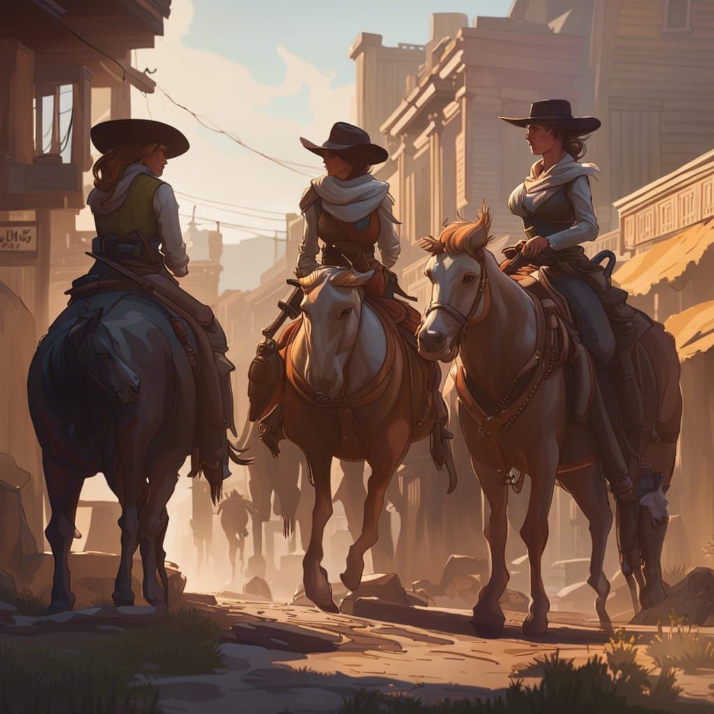 Cowgirls Defend Wild West Town in Hyperdetailed Concept Art