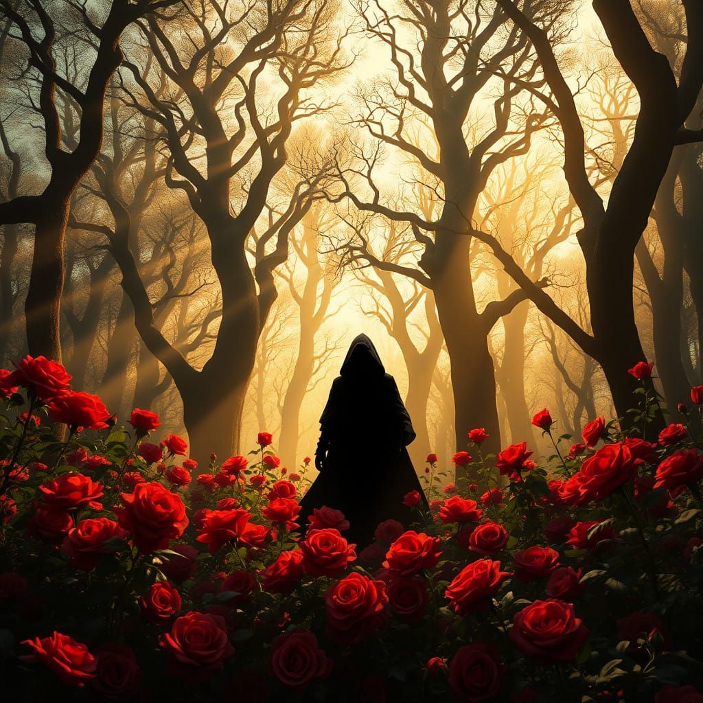 Mystical Forest with Enchanted Figure