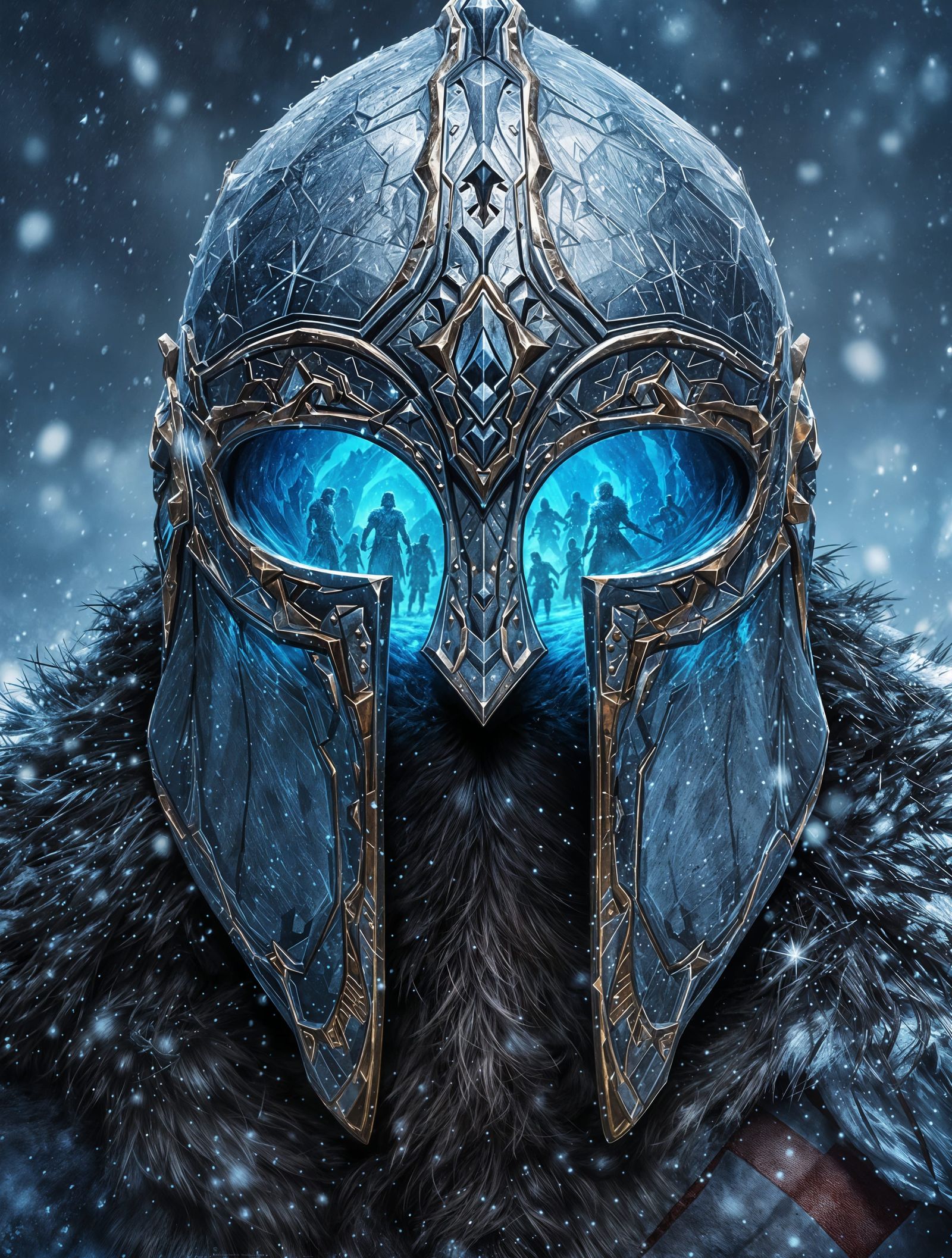 Frostborn Viking Helmet in Digital Painting Style