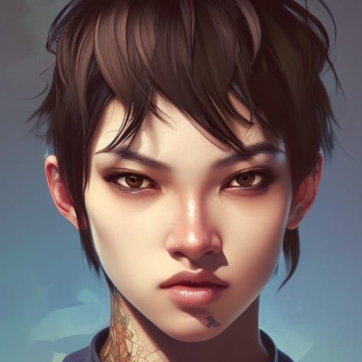 Androgynous Tomboy Portrait in Artgerm Style