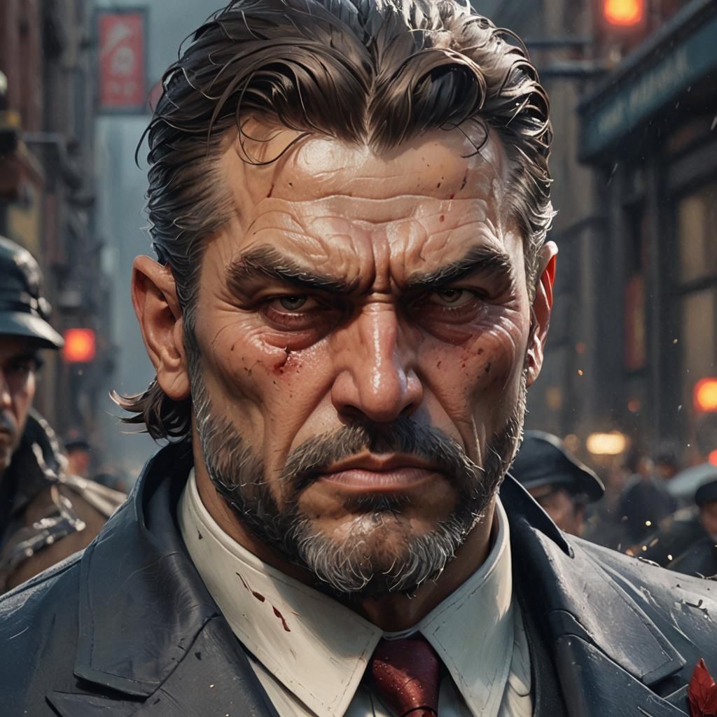 1920s Mafia Boss Portrait in Hyperdetailed Digital Art