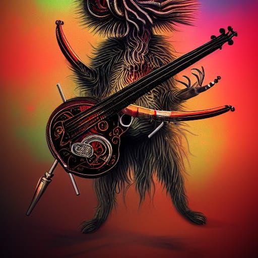 Animal Hybrid Drummer in Ominous Horror Style