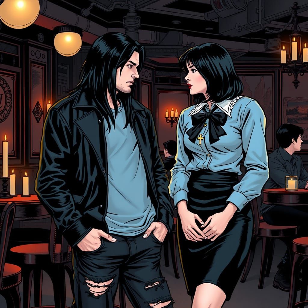 Goth Club Scene with Peter Steele, Comic Book Art