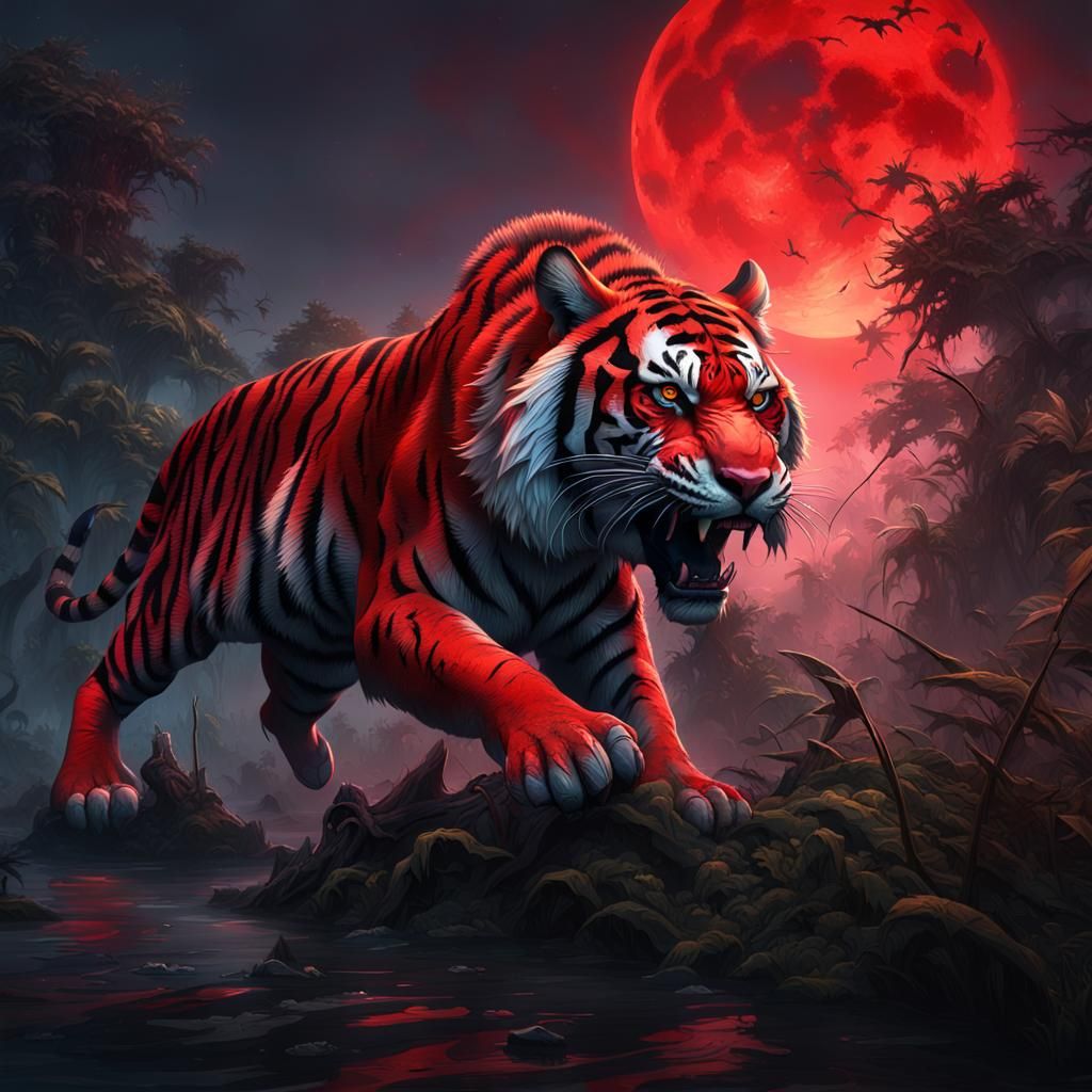 Mutated Tiger Attack in Abandoned City, Photorealistic