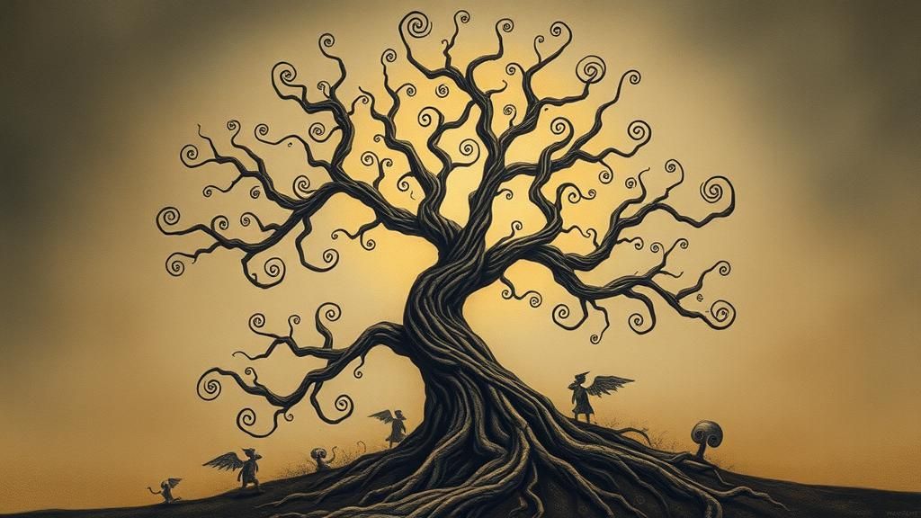 Surreal Tree of Life with Intricate Motifs