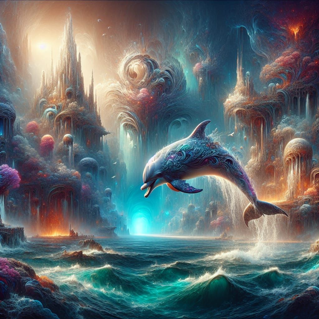 Detailed Dolphin Matte Painting in 8K