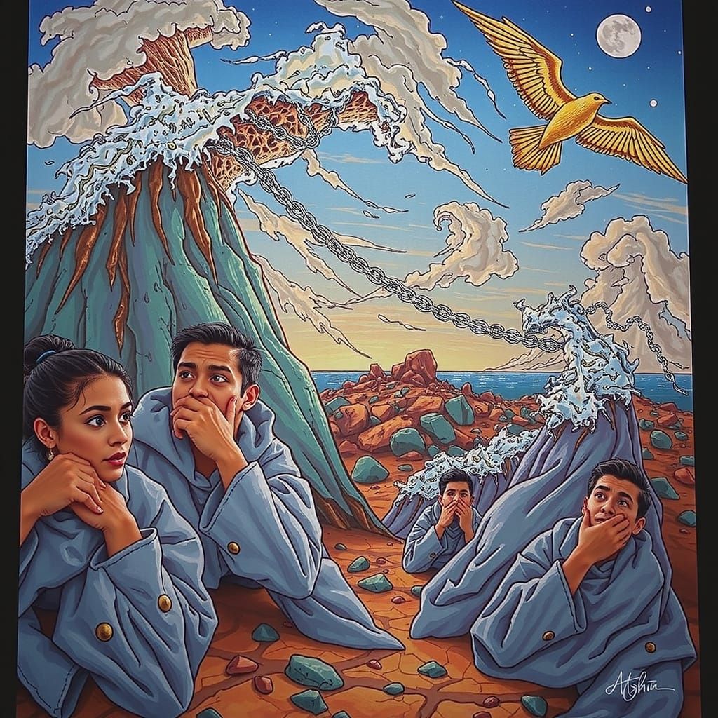 Epic Oceanic Landscape with Rising Mist