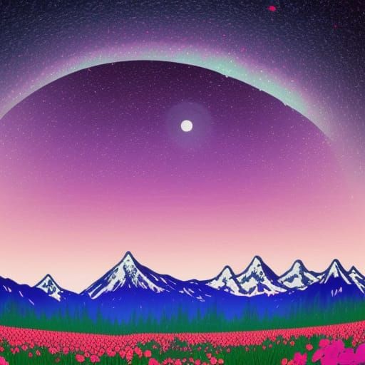 Synthwave Cat in Cherry Blossom Forest